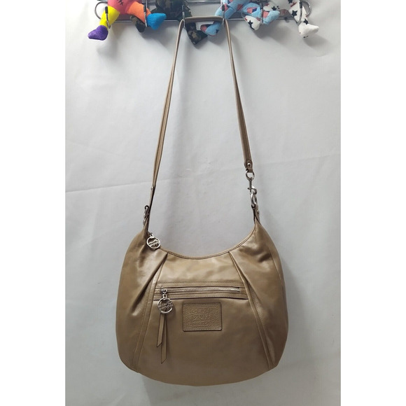 Coach Poppy Light Brown Leather 65th Anniversary Zipper Crossbody Shoulder Bag - Picture 3 of 16